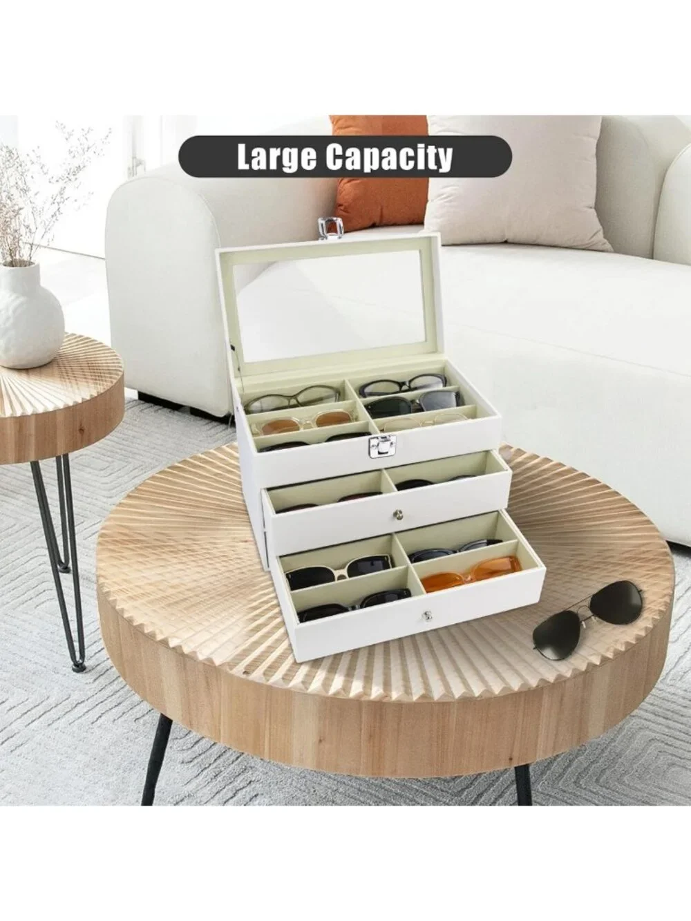 Sunglasses Organizer with 18/20 Slots - Stylish Eyeglasses Storage Case for Men